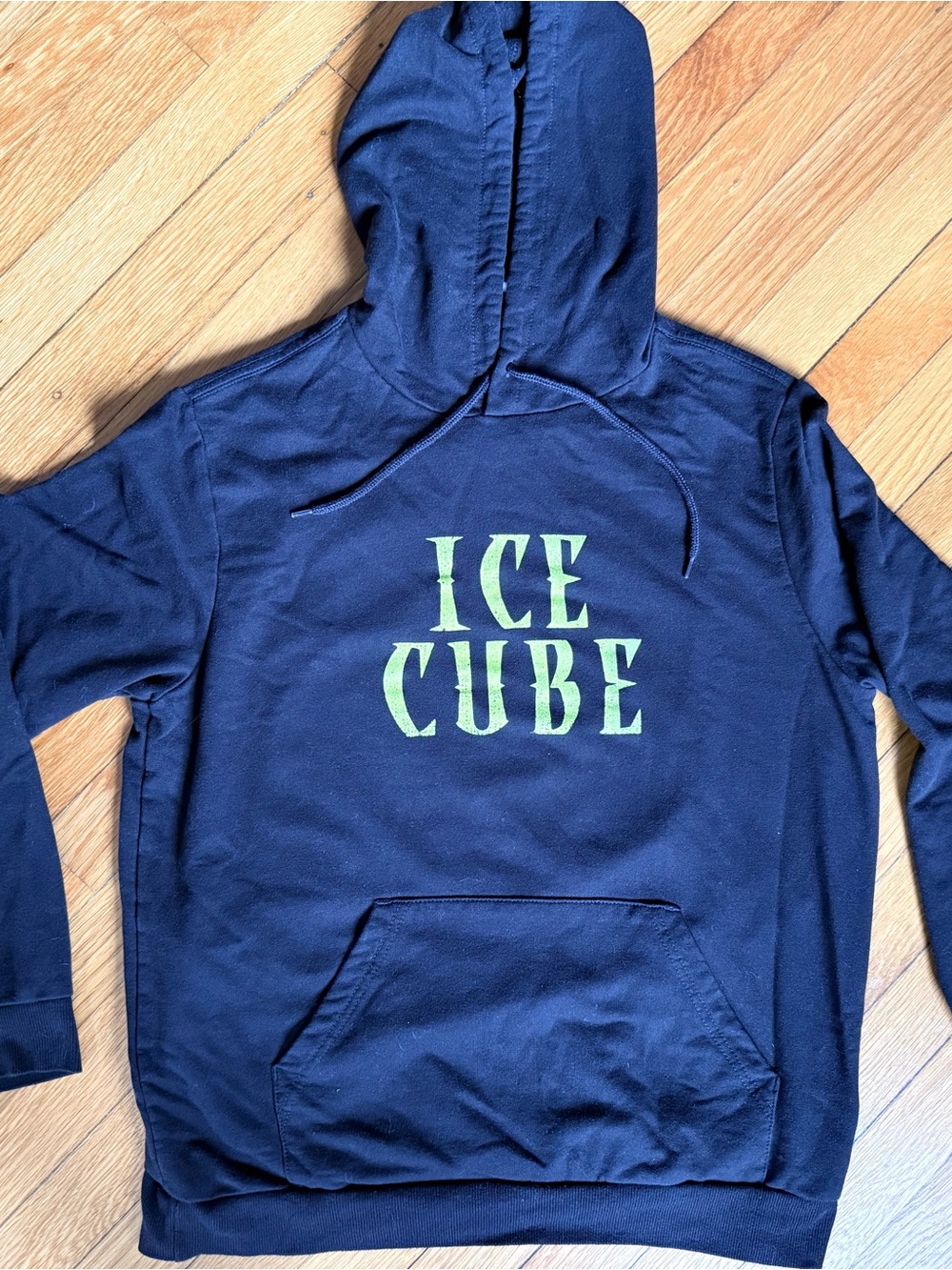Ice Cube Graphic Hoodie in Black with Lime Green Print